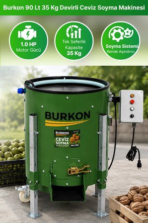 Burkon 90 Lt 35 Kg Devirli Ceviz Soyma Makinesi