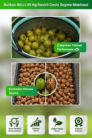 Burkon 90 Lt 35 Kg Devirli Ceviz Soyma Makinesi
