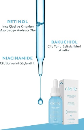 Retinol & Bakuchiol Serum – Yaşlanma ve Leke Karşıtı Gece Bakımı –%0.3 Retinol,%2.5 Bakuchiol, Argireline, C Vitamini ve Seramid İçeren Onarıcı Kompleks
