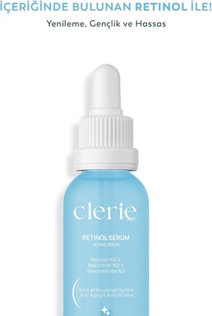 Retinol & Bakuchiol Serum – Yaşlanma ve Leke Karşıtı Gece Bakımı –%0.3 Retinol,%2.5 Bakuchiol, Argireline, C Vitamini ve Seramid İçeren Onarıcı Kompleks