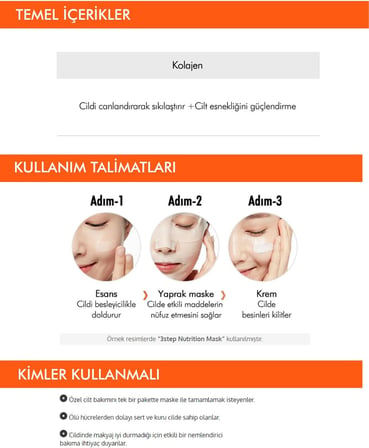 3 kademeli kaldırma maskesi
