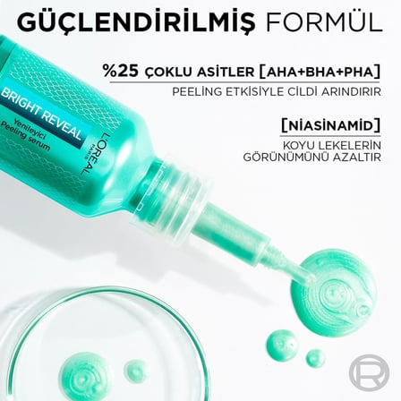 Bright Reveal Koyu Lekelere Karşı Yenileyici Peeling Serum,%25 AHA, BHA, PHA İçerikli 25 ml