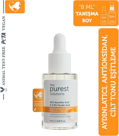 Aydınlatıcı ve Cilt Tonu Eşitleyici C Vitamini Cilt Serumu, Seyahat Boy 8 ml