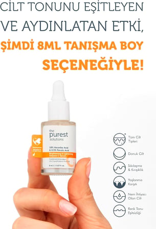 Aydınlatıcı ve Cilt Tonu Eşitleyici C Vitamini Cilt Serumu, Seyahat Boy 8 ml
