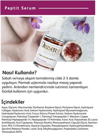 Peptit Serum 30 ml - Safran Özlü Yenileyici Ton Eşitleyici Antioksidan Koruyucu Vegan