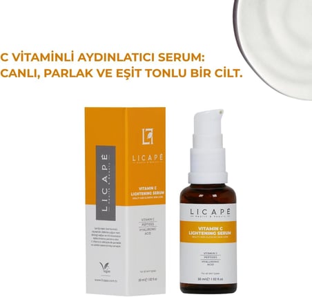 C Vitaminli Aydınlatıcı Serum 30 ml – İnce Çizgi ve Kırışıklık Karşıtı, Cilt Tonu Eşitleyici, Işıltı ve Canlılık Sağlayan Yüz Serumu