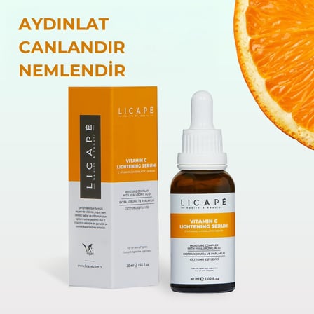 C Vitaminli Aydınlatıcı Serum 30 ml – İnce Çizgi ve Kırışıklık Karşıtı, Cilt Tonu Eşitleyici, Işıltı ve Canlılık Sağlayan Yüz Serumu