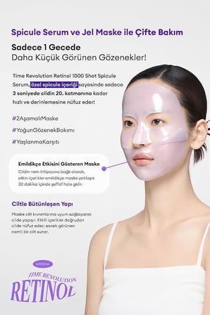Retinol İçerikli 2 Adımlı Jel Maske Time Revolution Retinol 1000 Shot 2 Step Solution Mask, 8420