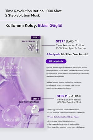 Retinol İçerikli 2 Adımlı Jel Maske Time Revolution Retinol 1000 Shot 2 Step Solution Mask, 8420