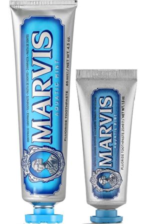 Marvis Aquatic Mint Nane Aromalı Beyazlatma Doğal Diş Macunu 85 ml & Diş Macunu 25 ml 