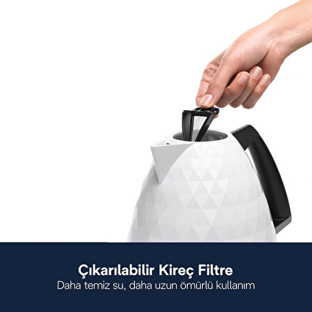 Beyaz Kbj-2001.W Brillante Gizli Rezistanslı Su Isıtıcısı 1,7 Lt