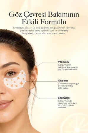 Skin Solu Glow C Vitamini ve Bitkisel Özlü Kağıt Göz Altı Maskesi – Aydınlatıcı ve Nemlendirici Göz Altı Bakım Bandı (1 Çift)