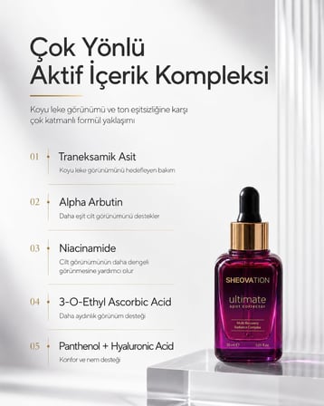 Leke Karşıtı ve Aydınlatıcı C Vitamini Serum 30ML | Arbutin, Tranexamic Asit, Niacinamide, Hyalüronik Asit - Gözenek Sıkılaştırıcı Etki