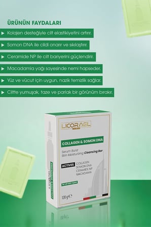 Collagen & Somon DNA Sabunu 120g – Nemlendirici Cilt Bakım Sabunu, Ceramide NP ve Macadamia Yağı İçerikli – Tüm Cilt Tipleri İçin Uygun
