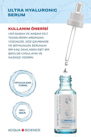 Ultra Yoğun Nemlendirme ve Dolgunlaştırıcı Etkili, Kırışık Karşıtı Hyaluronic Serum (Ultra%3 Hyaluronic Acid) 30ml, Yenileyici Etki, Tüm Ciltlere Uygun