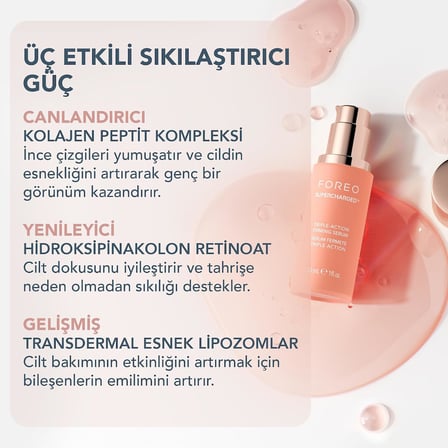 Supercharged sıkılaştırıcı serum, üç kat etkili – iletken jel – hiyalüronik asit ve skualan – yüz nemlendirici serum – vegan ve hayvanlar üzerinde denenmemiştir – tüm cilt tipleri – 30 ml