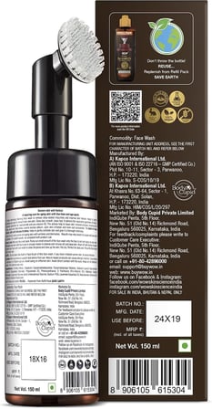 WOW Skin Science Retinol Yüz Temizleme Köpüğü ve Dahili Fırça-İnce Çizgiler, Lekeler Bakım Yüzde Doksan Sekiz, Bir Doğal İçerik Vegan 150ml