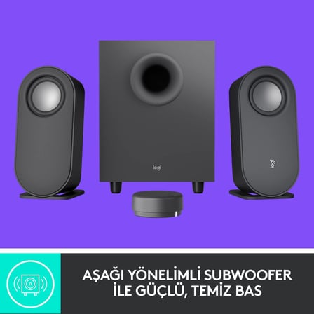 Z407 2.1 Bluetooth Hoparlör Sistemi, Subwoofer, Kompakt Tasarım, Kontrol Kadranı, 20 m Kablosuz Kullanım Mesafesi, 80 W, Siyah