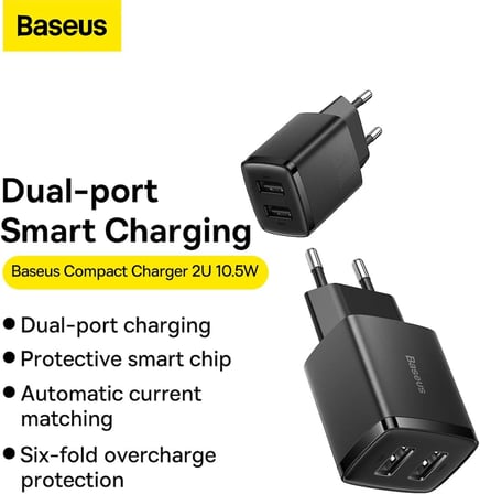 Compact 10.5W Şarj Cihazı Siyah