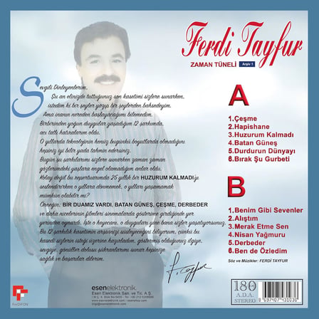 Ferdi Tayfur Zaman Tüneli Arşiv 1 Plak, Türk Sanat Müziği LP