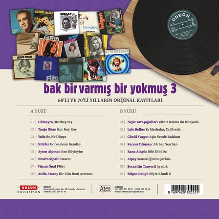 Bak Bir Varmış Bir Yokmuş Vol. 3 - Plak LP - Hümeyra, Tanju Okan, Yeliz, Nilüfer, Ayten Alpman, Lale Belkıs ve daha birçok sanatçı