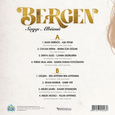 Bergen Saygı Albümü Plak Çeşitli Sanatçılar (Bade Derinöz, Ceylan Ertem, Derya Uluğ, Feride Hilal Akın, Gülşen, Jehan Barbur, Melek Mosso, Melike Şahin) LP