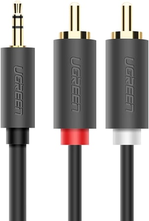 3.5mm AUX RCA Ses Kablosu, 1 Metre, Antrasit