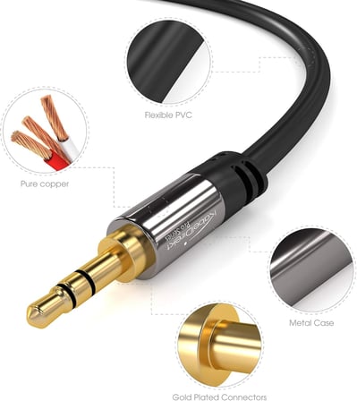 Aux ses jack kablosu 3,5mm – 1,5m – metal konnektör