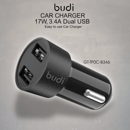 CC622BS 17W 3.4A Dual Port USB Araç Şarj Cihazı - Kompakt ve Hafif Çift USB Girişli Araç Şarj Aleti