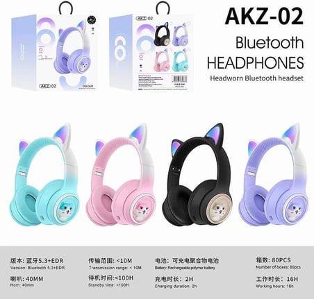 RENKLİ BÜYÜK A KALİTE KULAK ÜSTÜ TAÇ RENKLİ IŞIKLI KEDİ KULAKLI KEDİ KABARTMALI 5.3 VERSİON PED BALŞLIKLI BOYU AYARLANABİLEN ÇOK RAHAT BLUETOOTH KULAKLIK AKZ 02 (MOR)
