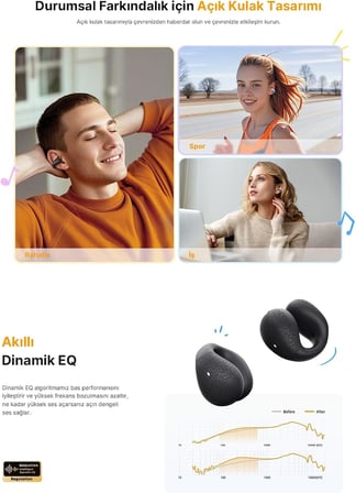 C10 Crossky Bluetooth Küpe Kulaklık Çift Mikrofon Çift Cihaz Bağlantısı Kristal Ses Netlik Ipx4,Mavi