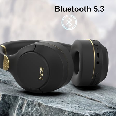 Inca IBK-503S Kablosuz 5.3 Bluetooth Hafıza Kart Destekli Kulak Üstü Kulaklık Siyah 400Mah 12 Saat pil ömrü Bluetooth, Micro SD Hafıza Kartı ve AUX modu desteği