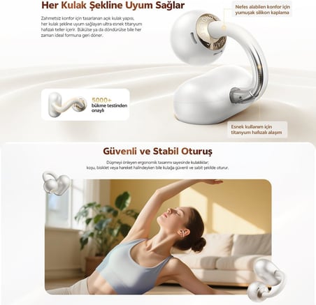C50 Crossky Küpe Kulaklık 6.0 Çift Cihaz Çift Mıknatıs 35 Saat Dinleme 4 Mic. Gürültü Engelleme Mavi