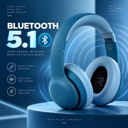 HP-H01 Kablosuz Kulak Üstü Bluetooth Kulaklık – Süper Bass + Yumuşak Yastık + Uzun Pil Ömrü