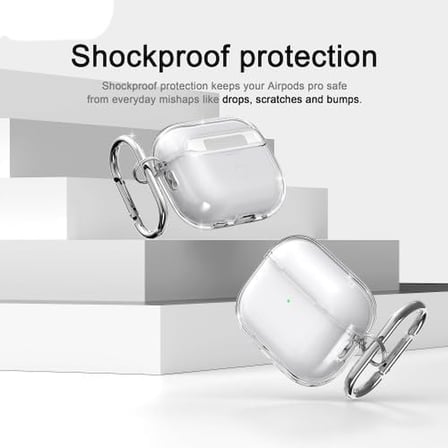 Soft Yumuşak Şeffaf Esnek Silikon Airpods ile uyumlu Kulaklık Kılıfı ve Karabina Anahtarlık (Şeffaf, Airpods 4 ve 5)