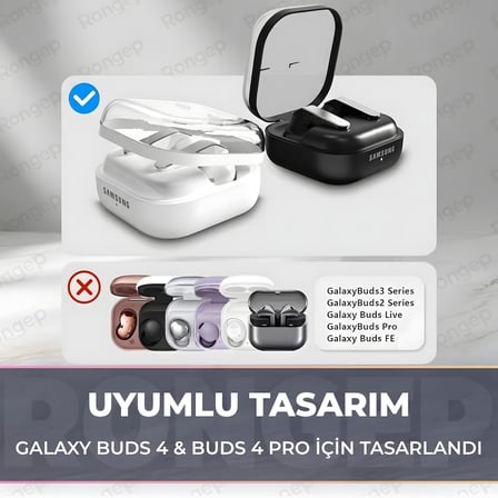 Samsung Galaxy Buds4 Pro/Buds 4 için Şeffaf Kılıf Darbeye Çizilmeye ve Sararmaya Karşı Dirençli Galaxy Buds 4 Pro Kulaklık Kılıfı Taşıma Askılı TPU Koruyucu Samsung Buds 4 Pro Kılıf