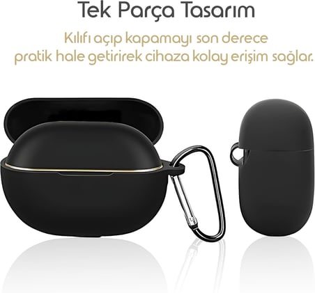 Huawei FreeBuds Pro 4 için Kulaklık Kılıfı Darbelere ve Çizilmeye Karşı Kasa Koruyucu Freebuds Pro 4 Kılıfı Tam Koruma Sağlayan Extra Kalın Yapılı Taşıma Askılı Freebuds Pro 4 Koruma (Siyah)