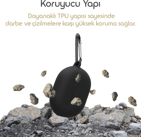 Huawei FreeBuds Pro 4 için Kulaklık Kılıfı Darbelere ve Çizilmeye Karşı Kasa Koruyucu Freebuds Pro 4 Kılıfı Tam Koruma Sağlayan Extra Kalın Yapılı Taşıma Askılı Freebuds Pro 4 Koruma (Siyah)