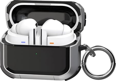 Samsung Galaxy Buds 3 Pro, Buds 3 ve Buds 3 FE ile Uyumlu Darbelere Karşı Ultra Güçlü Çift Renkli Sert Kenarlı Mat Silikon Kılıf (Gri, Galaxy Buds 3 Pro/3/3 FE)