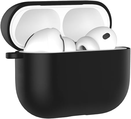AirPods Pro 3 Uyumlu Silikon Kılıf – Darbe ve Çizilme Koruyucu, Soft Touch Silikon, Kablosuz Şarj Destekli, Taşıma İpi Slotlu (Siyah)