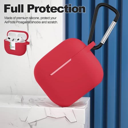 AirPods 3. Nesil ile Uyumlu İnce ve Hafif Silikon Kılıf, Yumuşak Esnek Tasarım, Anahtarlıklı, Kablolu ve Kablosuz Şarj Uyumlu – Kırmızı (A2564 A2565 A2566)