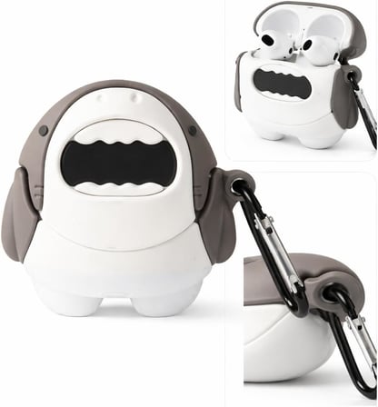 Huawei ile uyumlu FreeBuds 5 Sert Kulaklık Kılıfı Yumuşak Soft Dokunuş Karakter Görünümlü Cartoon Kılıf Köpekbalığı