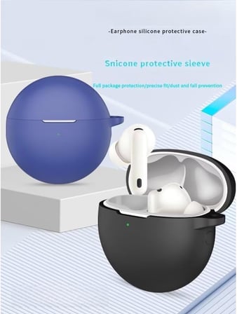 Huawei FreeBuds 7İ İle Uyumlu Yüksek Kalite Çizilmeye Dayanıklı Koruyucu Yumuşak Silikon Kulaklık Kılıfı Kancalı FB-7i (Lacivert)