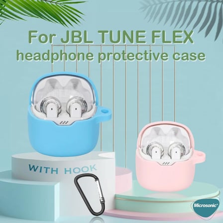 JBL Tune Flex için Kılıf Mat Silikon Lacivert [Tune Flex ile Uyumlu Kılıf - Lacivert]