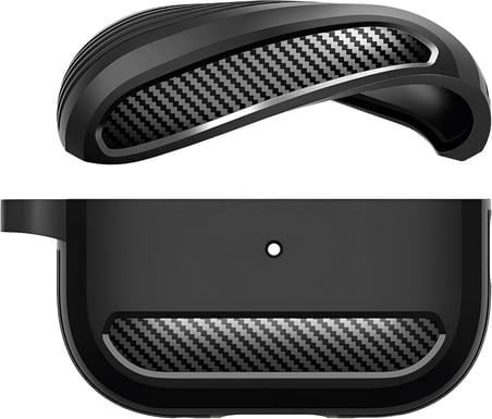 Airpods 3. Nesil (2021) ile Uyumlu Silikon Kılıf Fiber Karbon Görünüm Premium Airpods Kılıfı (Siyah)