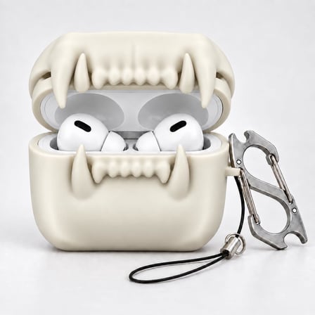 Apple AirPods 3 ile Uyumlu Vampir Dişli Karabinalı Kılıf