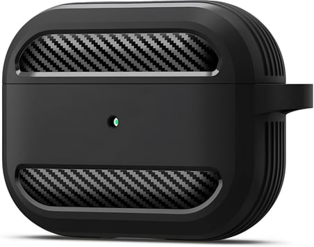 Airpods Pro 1.Nesil İçin Fiber Karbon Görünümlü Airpods Pro 1 Silikon Kılıf (Siyah)