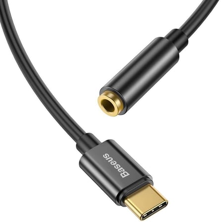 L54 USB-C - 3,5 mm Kulaklık Adaptörü, 24 bit/48 kHz DAC, Siyah