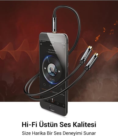3.5mm 2'li Aux Kulaklık Çoklayıcı, Siyah