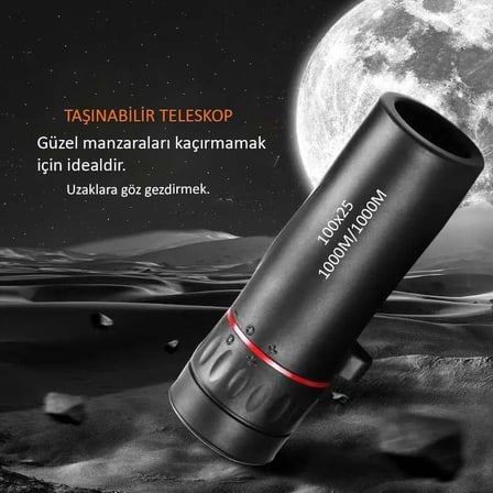 100x25 Zoomlu Yüksek Çözünürlüklü Tek Gözlü Monoküler Dürbün